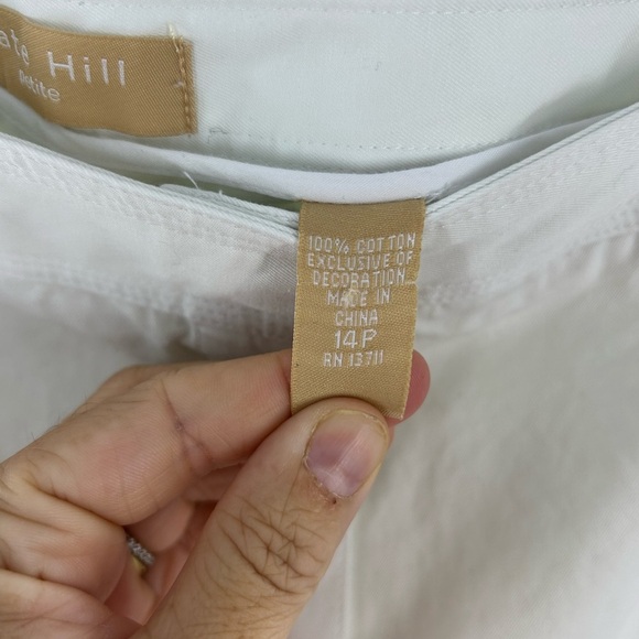 Kate Hill Petite Skort Women's 14P (Waist 32in) Ivory, Cotton Twill Front Snaps - Picture 7 of 12
